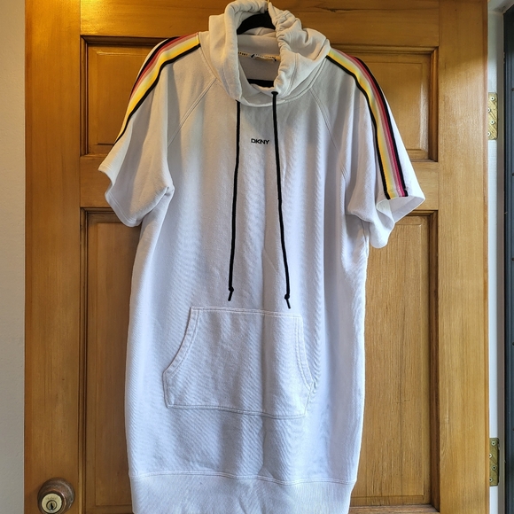 DKNY Sport White Dress with Side Stripes Size Large - Picture 1 of 10